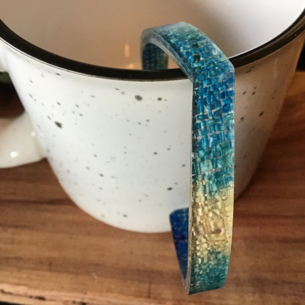 Blue Woven Raffia V shaped Bracelet